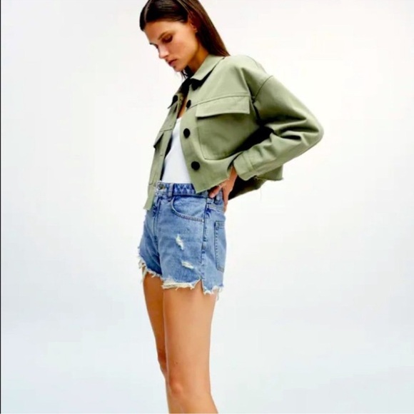 Zara Khaki Green Cropped Jacket - Picture 7 of 8